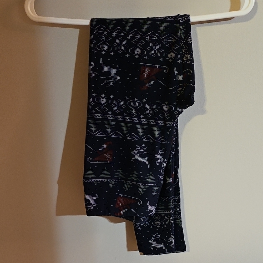 LuLaRoe Kids Leggings with Reindeer and Tree Pattern